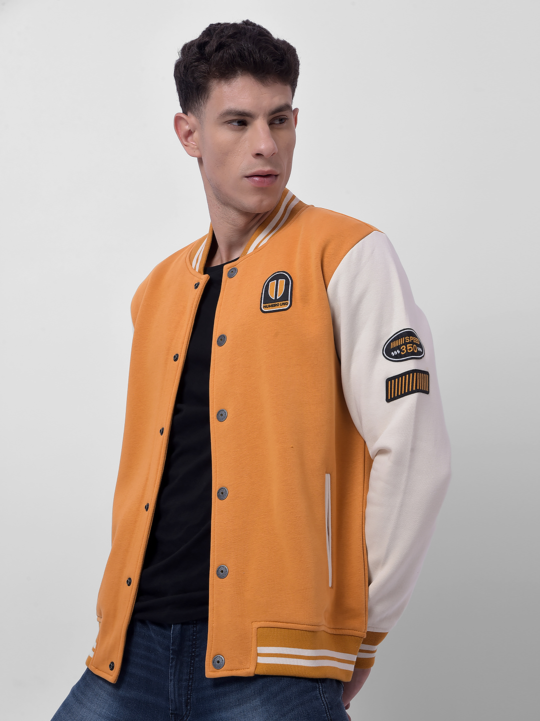 Numero Uno Men Orange Varsity Jacket